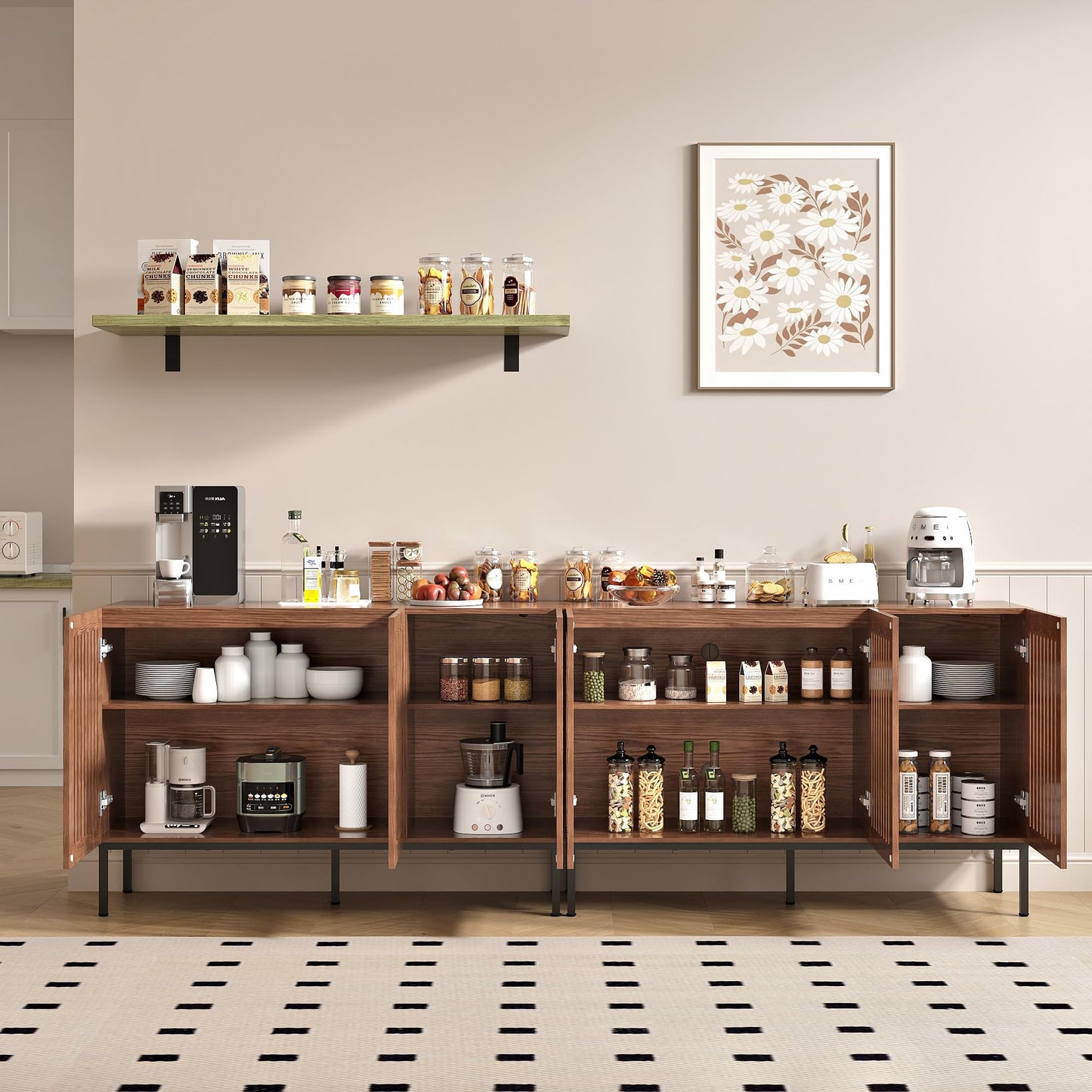 BVIUNTWO Set of 2,3 Door Accent Storage Cabinet with Doors and Adjustable Shelf,Freestanding Buffet Cabinet,Modern Sideboard Buffet Cabinet for Living Room,Dining Room,Kitchen,Hallway