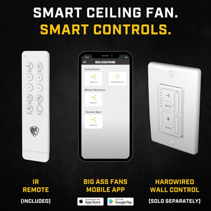 Big Ass Fans – Haiku L, Smart Ceiling Fan – Energy Efficient Cooling for Home, Bedroom, Office, Living Space, and More – 16 Lighting Settings with 7 Speed Settings – 52” - Caramel/Black
