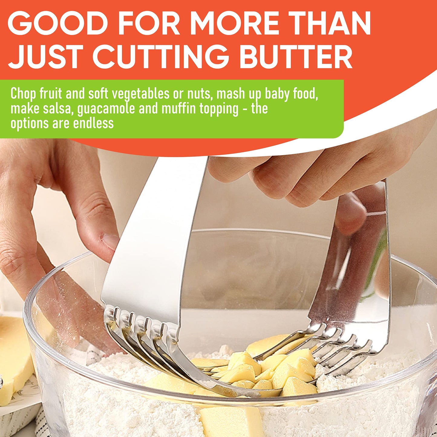 Spring Chef Large Mint Dough Blender - Stainless Steel Pastry Cutter Tool For Baking w/Thick Sharp Blades - Butter & Dough Cutter - Pastry Blender for Easy Mixing - Dishwasher Safe Kitchen Essentials