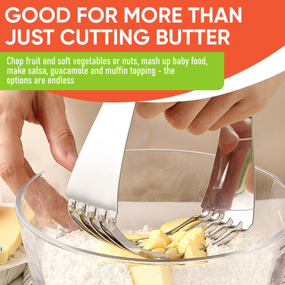Spring Chef Large Mint Dough Blender - Stainless Steel Pastry Cutter Tool For Baking w/Thick Sharp Blades - Butter & Dough Cutter - Pastry Blender for Easy Mixing - Dishwasher Safe Kitchen Essentials