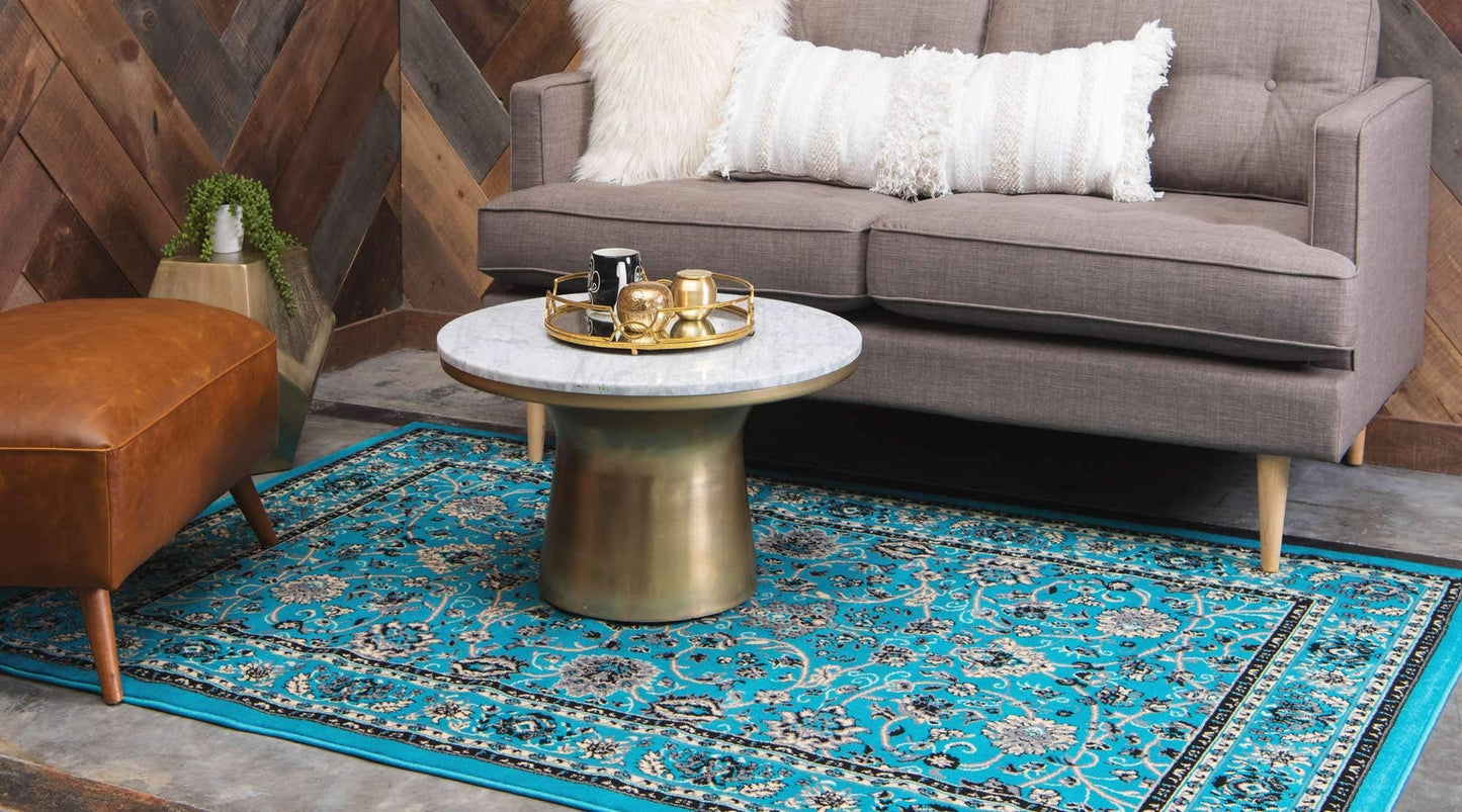 Unique Loom Sialk Hill Collection Area Rug - Washington (9' 10" x 13' 1" Rectangle, Turquoise/ Black)