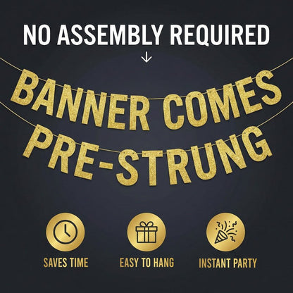 Pre-Strung Happy Birthday Bruh Gold Glitter Banner - Funny Birthday Decorations for Teen Boys and Girls - Party Supplies and Gifts