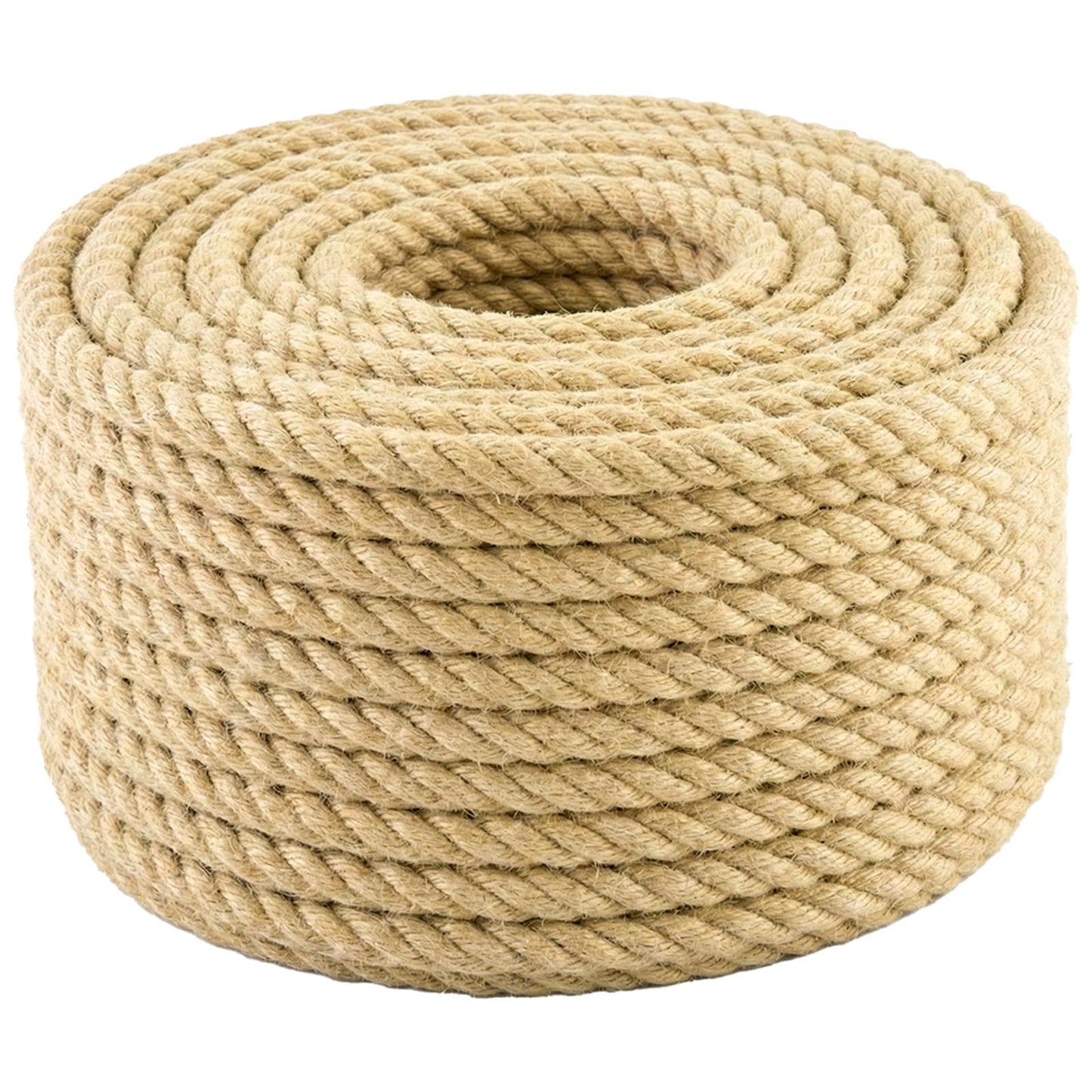 Jute Rope 1 Inch x 100 Feet, 4 Ply Heavy Duty 900LB Breaking Strength Natural Jute Twine, Large 25mm Thick Cord for Plant Support, Cat Tree Scratching Post, Rustic Christmas Decor & Crafts