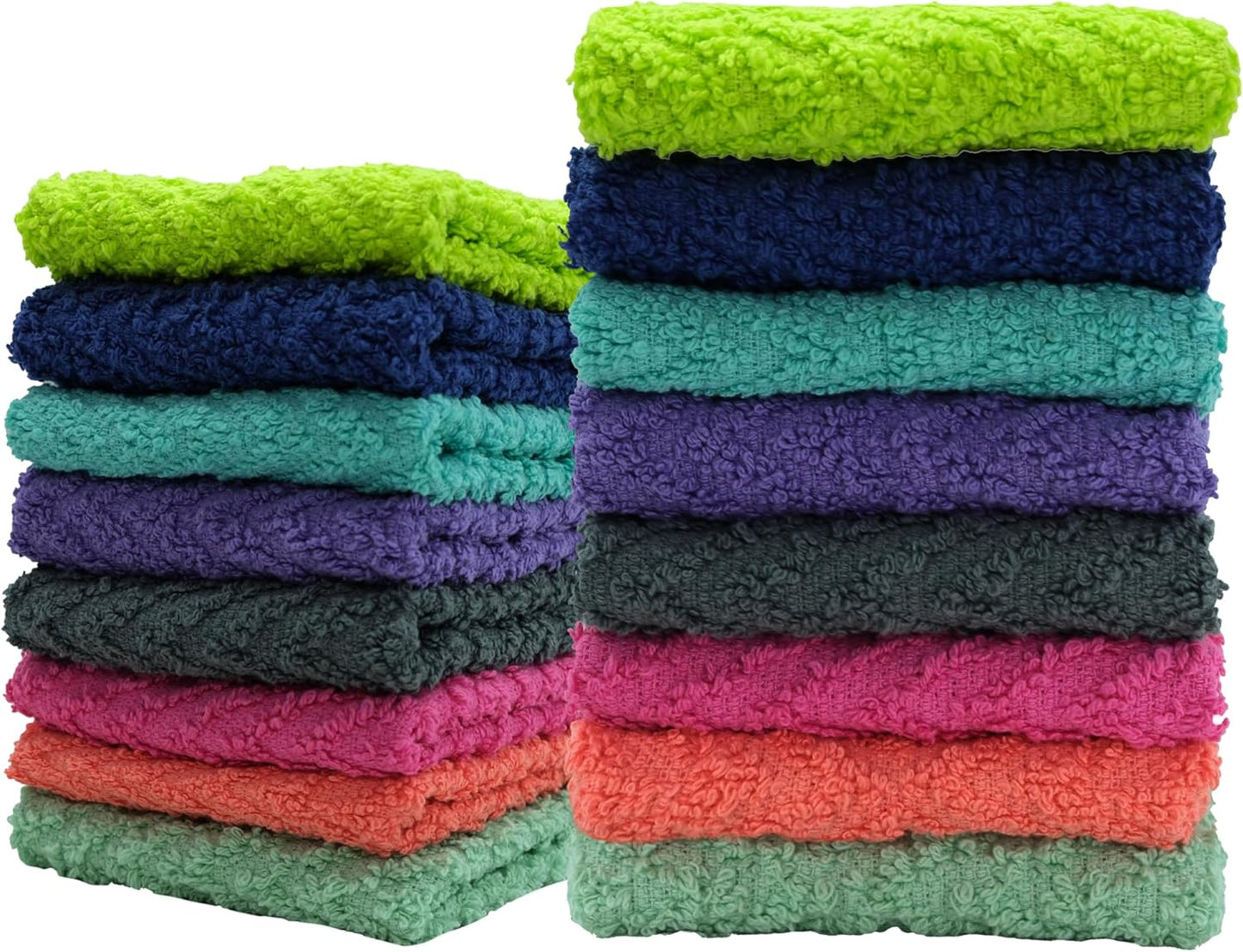 '-24 Pack -12" 12"- ZUPERIA Zigzag Multicolor Wash Cloths x Highly Absorbent Soft Washcloths for Face, Gym Towels, Hotel