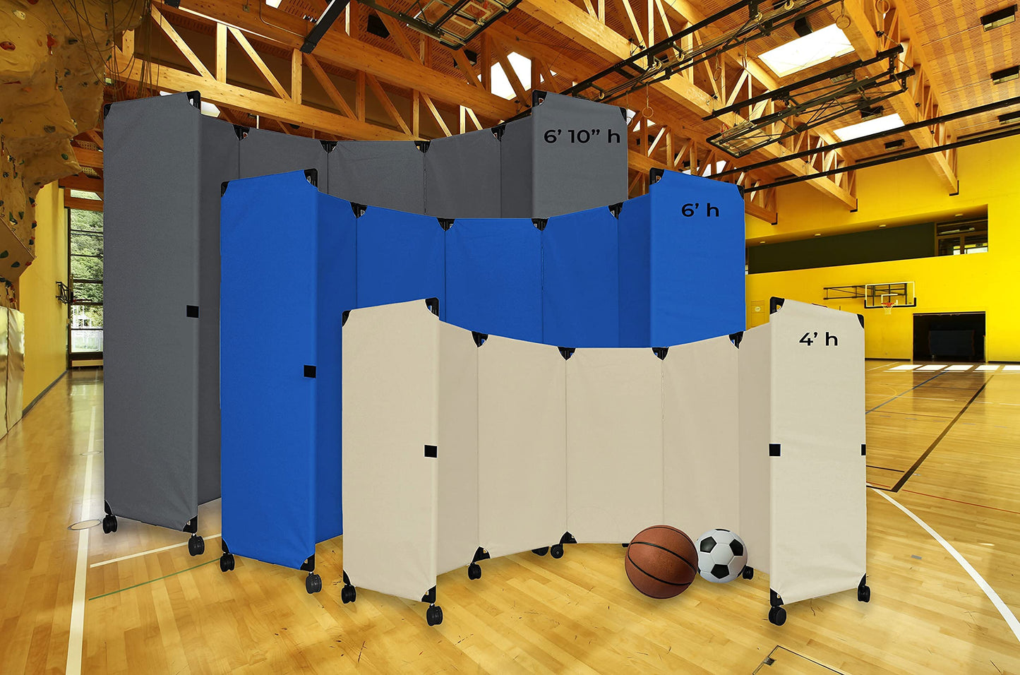 Versare MP10S Portable Folding Wall Partition | Economical 5 Panel Design | Portable Room Divider On Wheels | Adjustable, Freestanding Setup | Multiple Widths