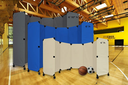 Versare MP10H Portable Folding Wall Partition | Economical 5 Panel Design | Portable Room Divider On Wheels | Adjustable, Freestanding Setup | Multiple Widths