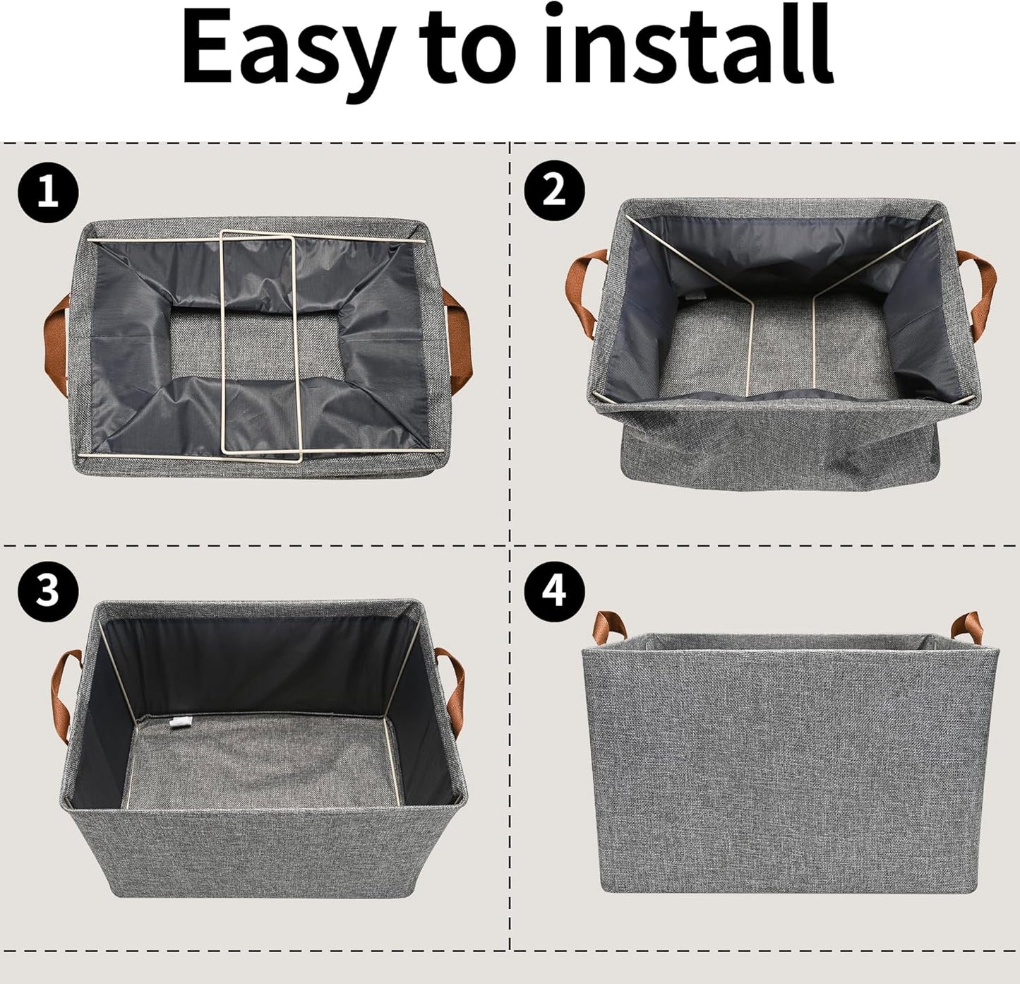 GRANNY SAYS Storage Basket, Large Organizer Bins for Shelves, Closet Storage, 2-Pack with Metal Frame