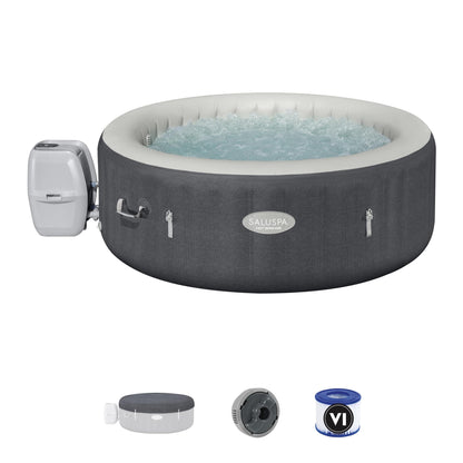 Bestway SaluSpa Hot Springs Inflatable Hot Tub, Fits Up to 4-6 Persons, Energy-Efficient Portable Spa with Smart WiFi App Control, Outdoor Blow Up Hottub for Backyard, 140 AirJets, 77" x 28" Round