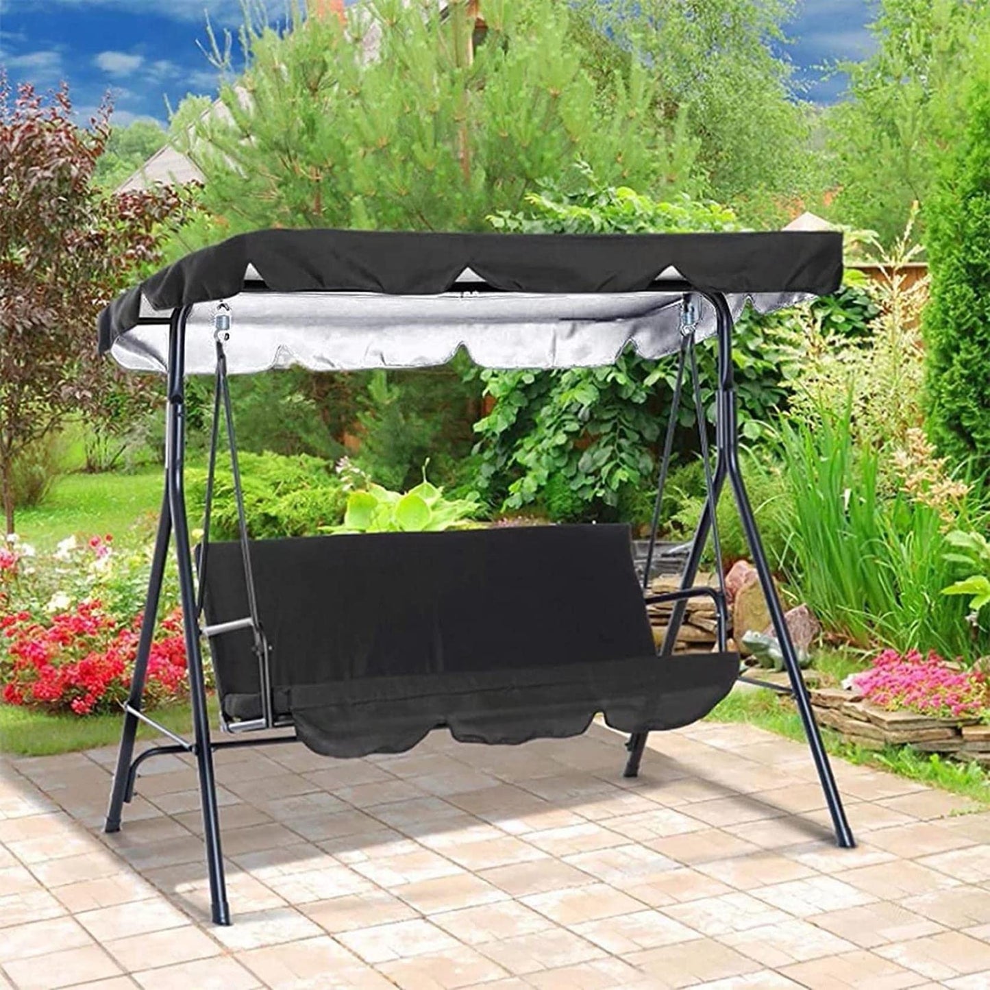 Outdoor Canopy Swing Replacement Cover Set for 2/3-Seater Porch Swing Chair – Waterproof, UV-Resistant All-Weather Protection for Patio, Garden, and Lawn Furniture