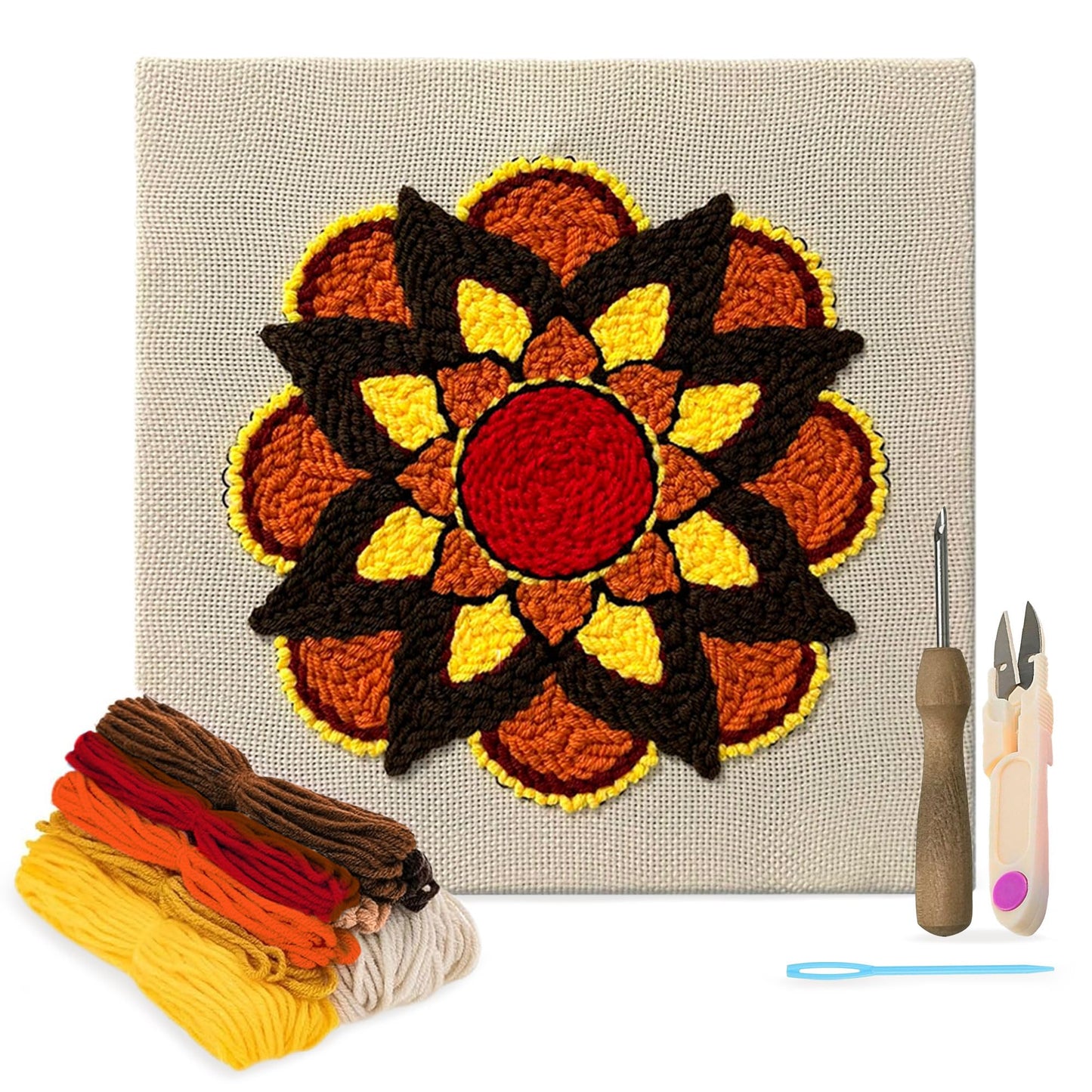 Lili Creations Complete Punch Needle Kit for Beginners & Adults – DIY Embroidery Punch Stitching Kit with Yarn, Canvas, and Tools – Perfect for Relaxation, Home Décor, Art, & Holiday Crafts
