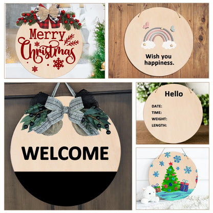 25 Sheets Blank Wood Circles for Crafts, 12 Inch Unfinished Round Wooden Hanging Signs with Holes, Wooden Discs for DIY Crafts Door Hanger Sign Painting Home Wall Decor Gift