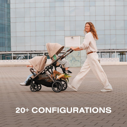 Cybex Gazelle S All-in-One Toddler and Baby Stroller with Over 20 Modular Configurations, Ergonomic Near-Flat Recline, Shopper Basket, and Compact Fold, Moon Black, Silver Frame
