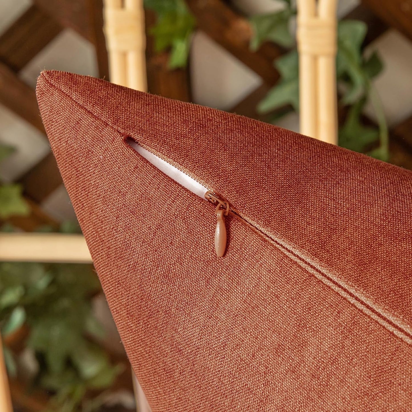 Woaboy Set of 2 Outdoor Waterproof Throw Pillow Covers, Rust Decorative Farmhouse Cushion Cases for Living Room 16x16