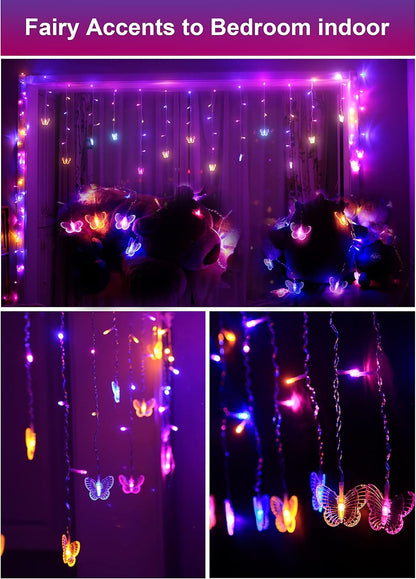 120 19.7FT Butterfly Fairy Lights for Bedroom Curtain Ceiling Wall Decor USB Plug-in Led Twinkle String Light