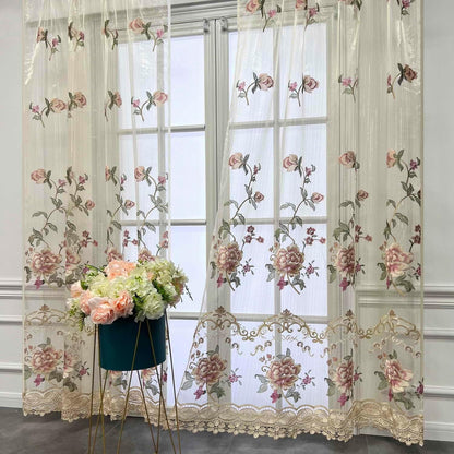 Luxury Embroidered Sheer Curtain for Living Room, 84 inch Length, Custom Elegant Luxurious Embroidery Drape (39x84 inch)