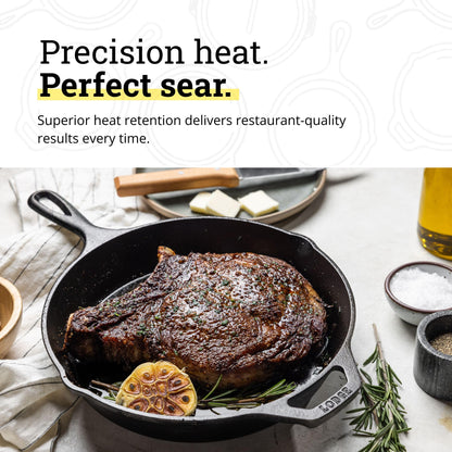 Lodge Seasoned Cast Iron Skillet - PFAS-Free, Non-Toxic Cookware - Use with an Oven, Stove, Grill, or Campfire - Naturally Non-Stick & Oven Safe - 10.25 Inches