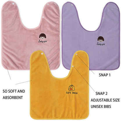 RAXIFU 6 Packed Baby Bibs for Girls or Boys, Large Towel Bibs for Toddler 3-6 Years with Gift Box Packed(2 pink purple yellow)