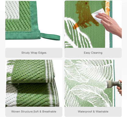 wikiwiki Outdoor Rug, 5x8ft, Waterproof Reversible Mat for Indoor Outdoor, Small Area Plastic Straw Rug