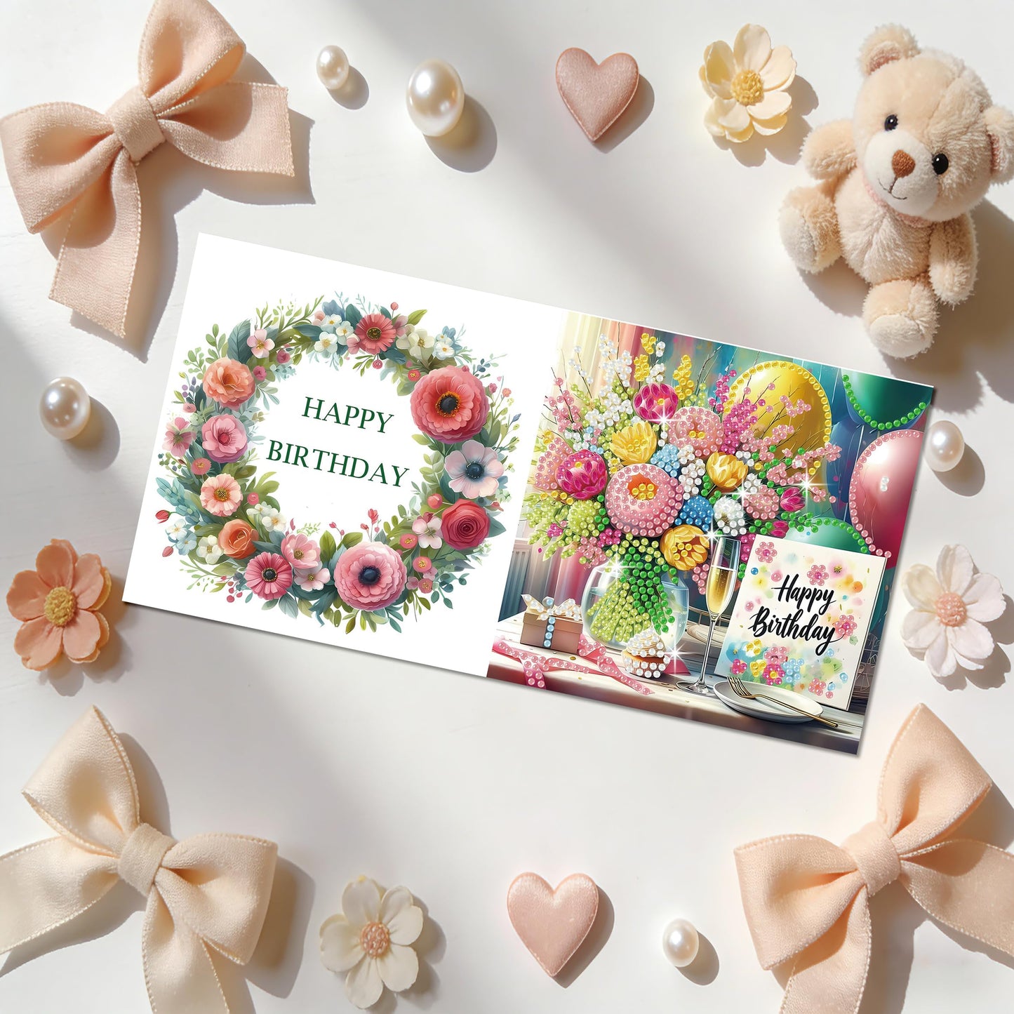 Muzagroo Art Diamond Art Greeting Cards for Adults Diamond Painting Happy Birthday Greeting Cards for Beginners Adults Crafts Gem Art Kits Birthday Greeting Cards 8PCS (Happy Birthday 2)