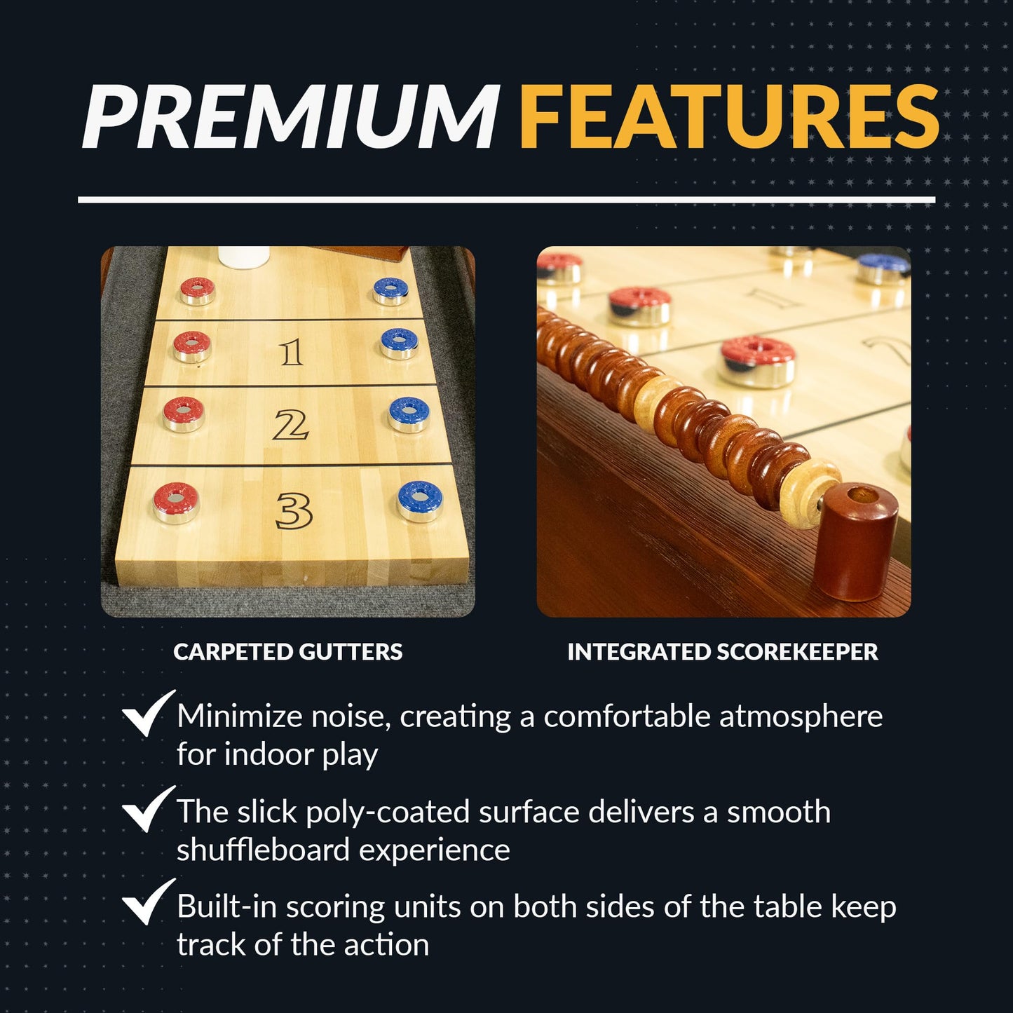 Hathaway Cheyenne 12 Ft Shuffleboard Table for Family Arcade Game Room - with Poly-Coated Playfield, Built-in Scorer & Cabinet, Climate Adjusters, Leg Levelers, 8 Pucks, Brush & Wax – Rustic Oak