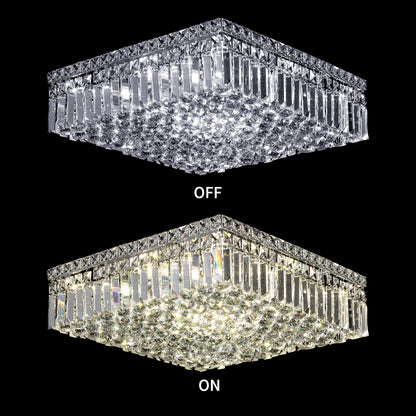CEENLI 12-Lights Modern Flush Mount Ceiling Light Fixtures,Elegant Crystal Chandelier Pendant Ceiling Lamp for Bedroom,Living Room,Dining Room,Hallway H5.9 x W20 x L20 (Bulbs Not Included) Square
