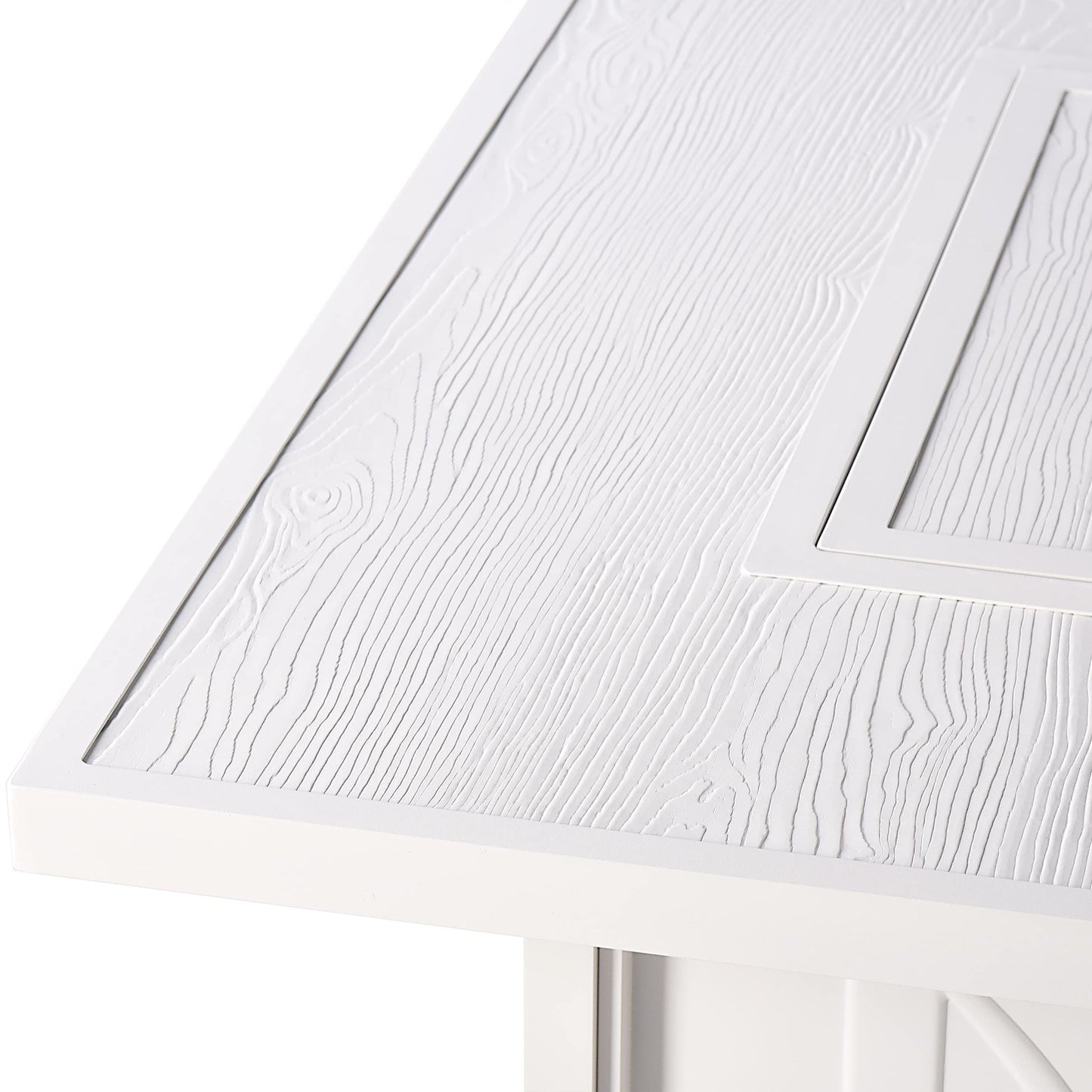 Oakland Living Square 42 in. x 42 in. Aluminum Propane Fire Pit Table with Glass Beads, Two Covers, Lid, 57,000 BTUs in White Finish
