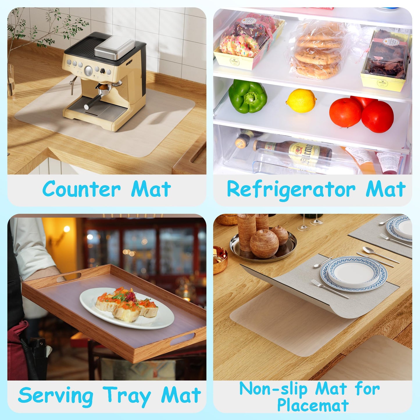 PABUSIOR Large Clear Silicone Crafts Mats: Non-Slip Translucent Liner 15.7×23.6In (2 Pcs) - Heat Resistant Silicone Countertop Protector Mat for Pastry, Epoxy Resin, Glitter Slime, Manicure, DIY Sheet