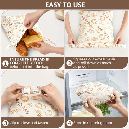 Skiennix Reusable Beeswax Bread Bags - Eco-Friendly Food Storage for Sourdough | 2 Pack, Large Capacity