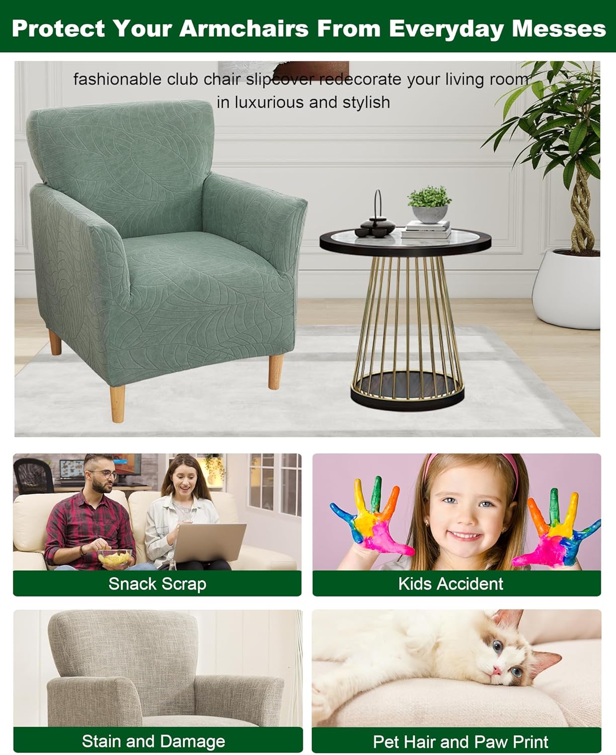 1 Sofa,29 CRFATOP Stretch Piece Chair Covers with Arms Jacquard Accent Chair Cover Armchair Flower Soft Banquet