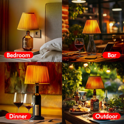 Lpraer 2 Set DIY Wine Bottle Lamp Kit with E26 LED Light Bulbs for Liquor Bottle, w/Glass Drill Bit and Lid, Black Cord w/Lamp Socket, 3 Size Tapper Cork (W/ 2 Flame Effect Light Bulbs)