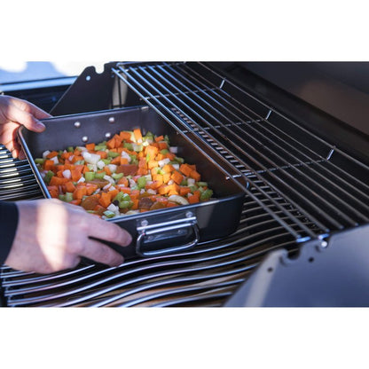 Napoleon Grill Roasting Pan - Porcelain Enameled, Drop-in Roasting Pan, 17.75 in x 28.6 in, Fits Prestige/Prestige PRO/Rogue Grills, Retractable Handles