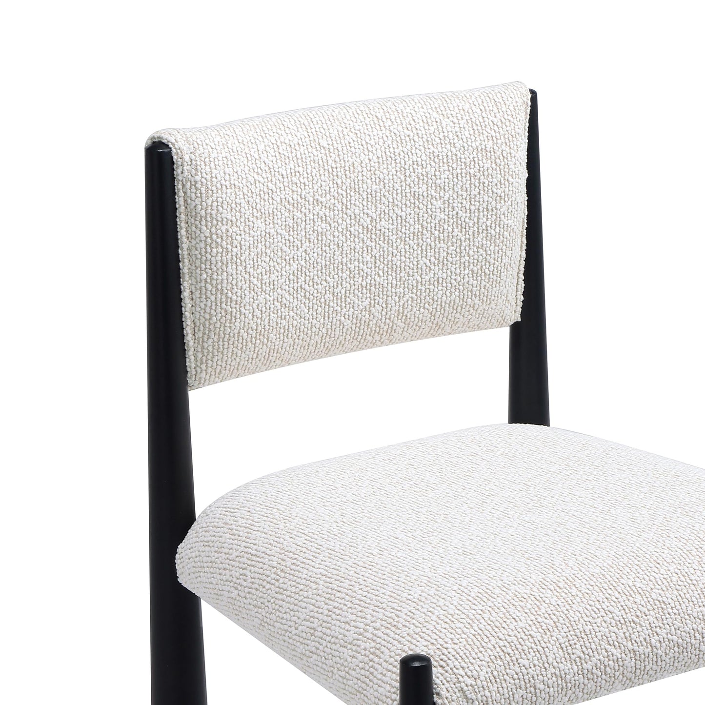 Manhattan Comfort Lennor Counter Height Stools for Kitchen and Dining Room, Upholstered in Boucle Fabric, Island Chairs with Metal Frame, Padded Backrest, Fully Assembled Furniture, Cream