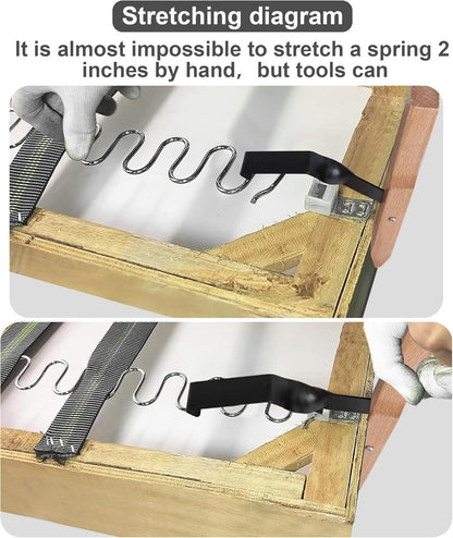 Lever Spring Puller Tool, Couch Spring Repair Kit, Upholstery Tools and Supplies with Wooden Handle