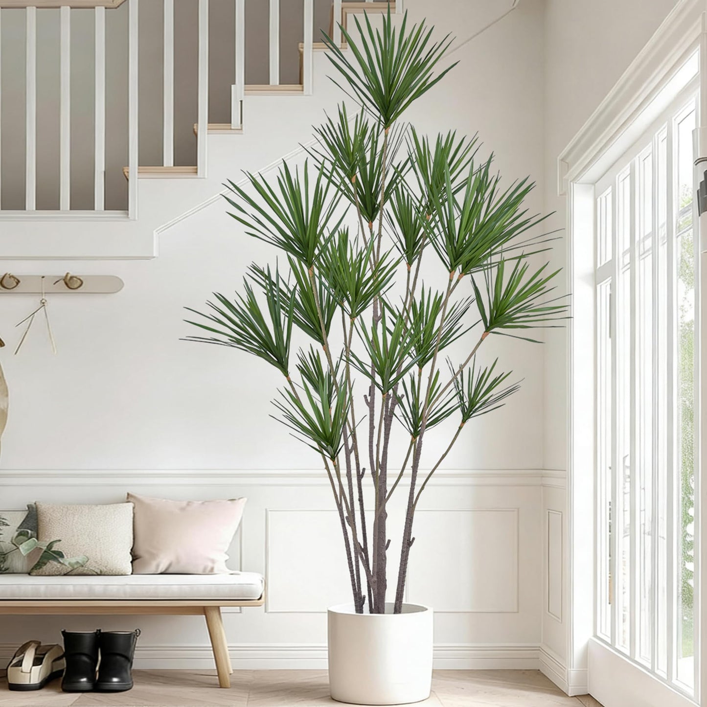Fsslower Artificial Dracaena Marginata Tree 8FT with 547 Leaves & 19 Heads Tall Large Lifelike Faux Tropical Yucca Plant Madagascar Dragon Tree 96 Inch Black Pot for Indoor Home Office Store Decor