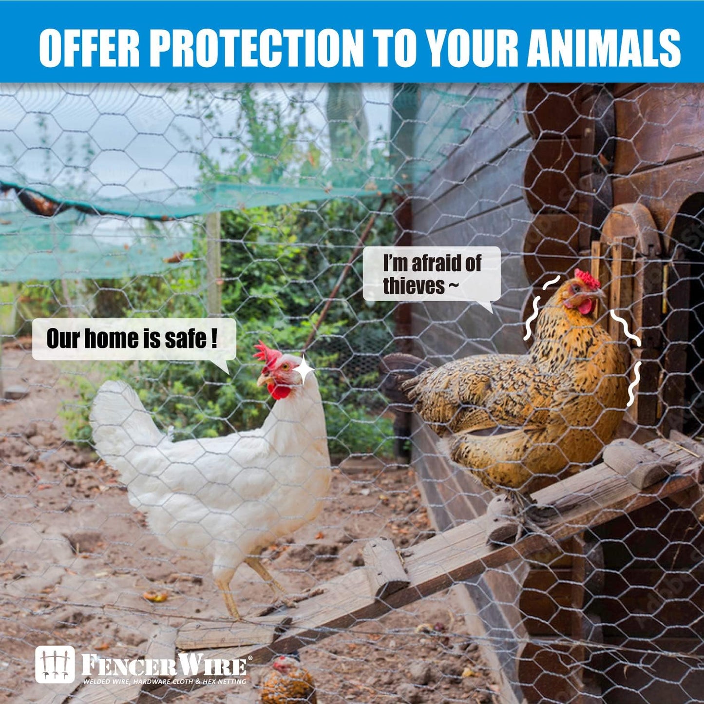 Fencer Wire 20 1-Inch (2 50 Poultry Netting Fence, Gauge Galvanized Hexagonal Chicken Wire Fence, Mesh Opening Size ft.