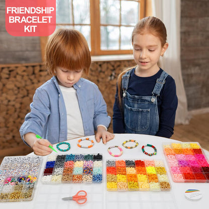 Redtwo 23000Pcs Clay Beads Friendship Bracelet Making Kit, 7 Boxes 144 Colors Flat Polymer Heishi Beads Set for Friendship Jewelry Making Kit with Pendant Charms, Crafts Gifts for Girls Ages 6-12 Kids