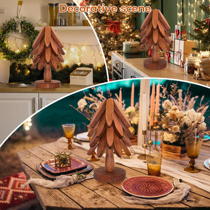 Wooden Trivets for Hot Dishes, Wooden Tree Trivet Set of 4 for Easy Storage - Suited for Hots, Pans/Bowl, Teapot, Hot Holders - Multifunctional Ornaments (Dark - 4 PCs)