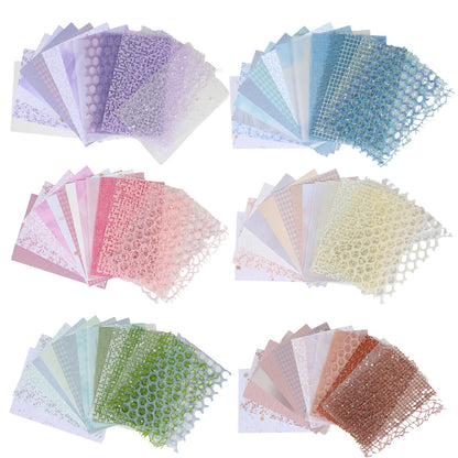 90 Sheets Textured Scrapbook Paper with Decor Mesh Fabric Creative Kit - 6 Pack Mixed Media Papers for Craft, Scrapbooking, Junk Journal, Card Making, Collage Art Supplies, 5.1 x 7 Inches