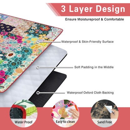 Supfitness Extra Large Picnic Blankets Waterproof Foldable (60 "x 80") Beach Blanket Waterproof Sandproof,3-Layer Thicking Mat Outdoor Packable Camping Blanket