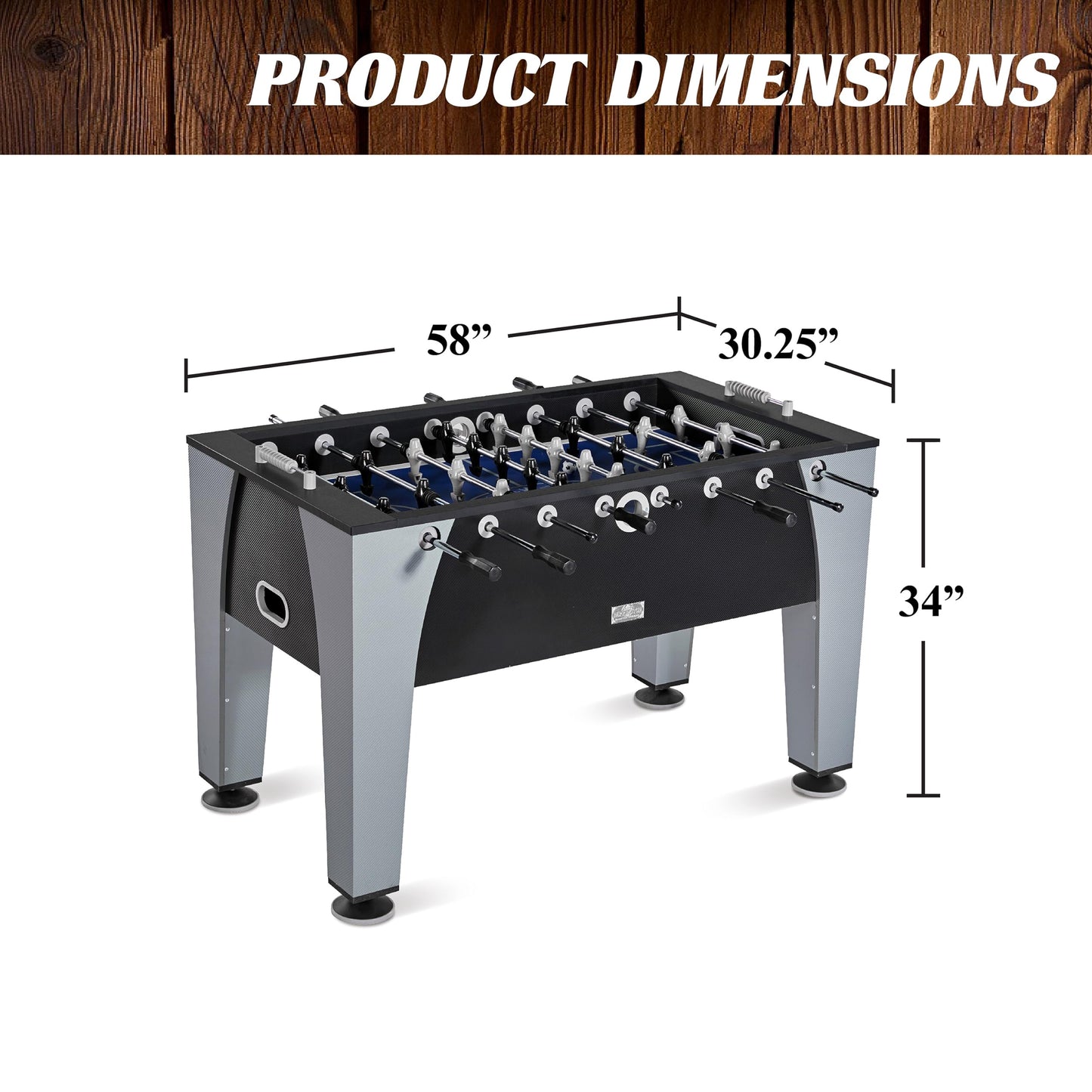 Barrington Billiards 58” Irvine Foosball Table, Durable & Stylish Design with Tabletop Sports Soccer Balls, Perfect for Family Game Rooms