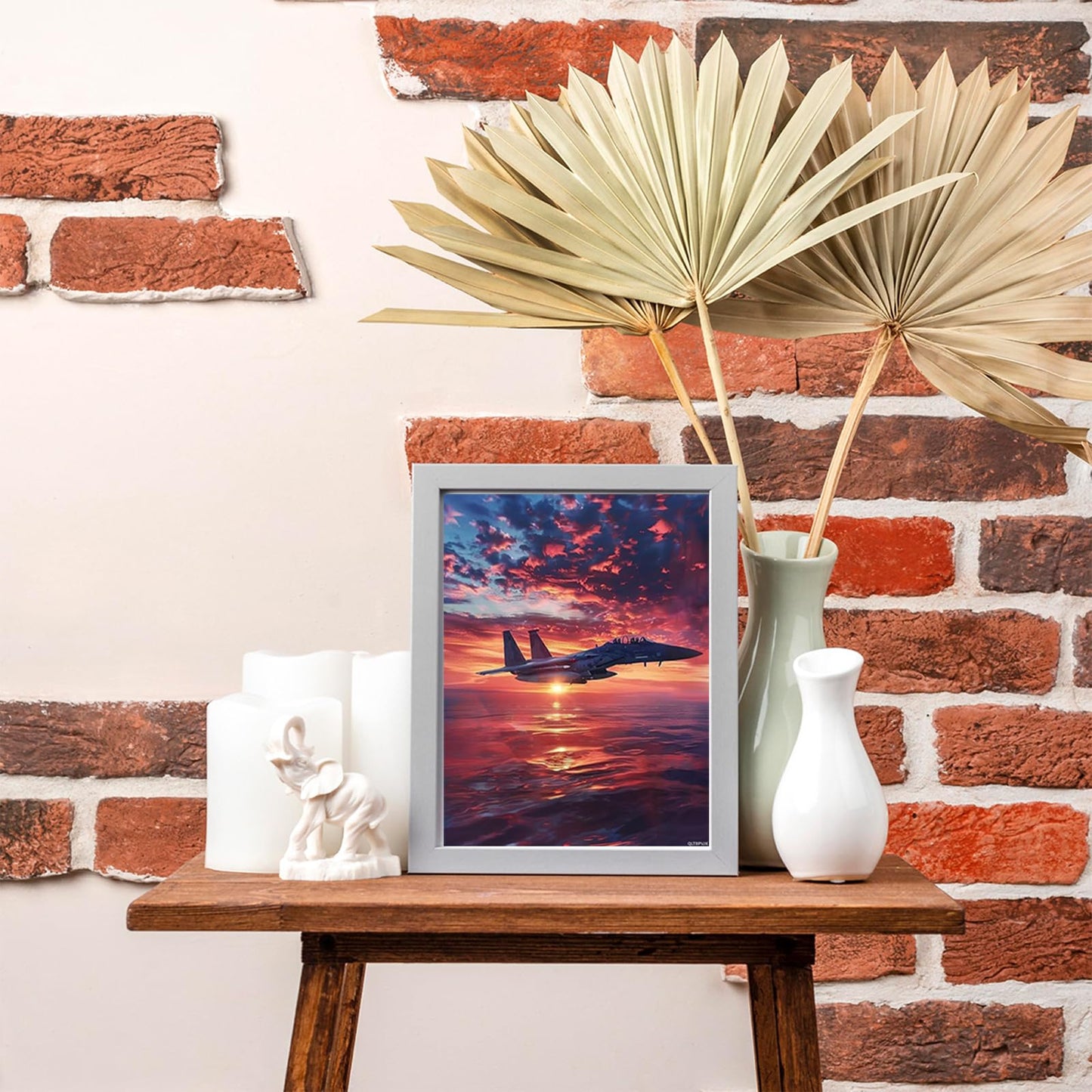QLTBPVJK Fighter Sunset Diamond Painting Kits for Adults, Airplane Diamond Painting Art Kit for Adult, DIY Full Drill Gem Art with Diamonds for Relatives and Friends Home Wall Decor Gifts 12x16 Inch