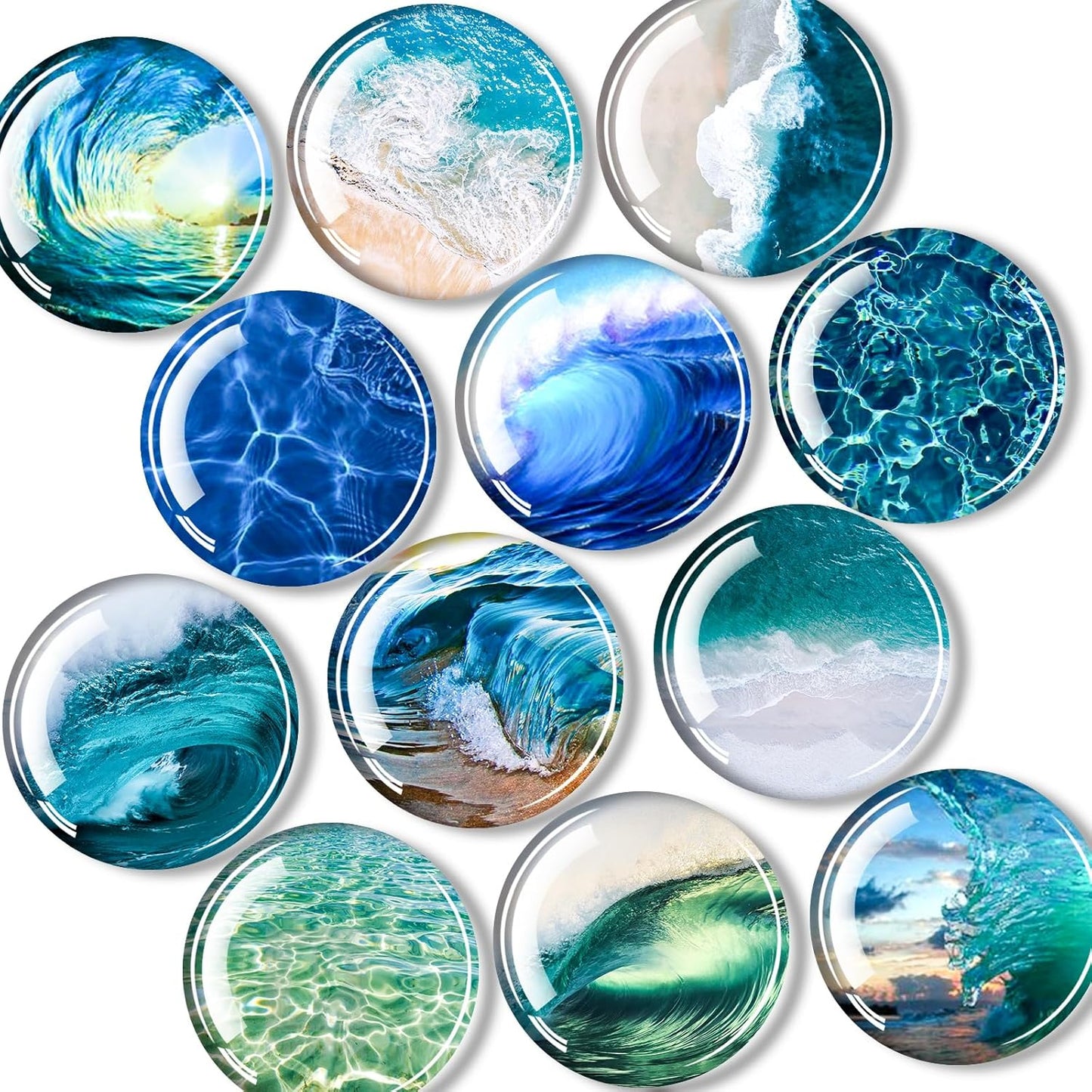 DARUITE 12Pcs Glass Fridge Magnets for Crafts, Strong Small Magnets for Kitchen, Office, Classroom