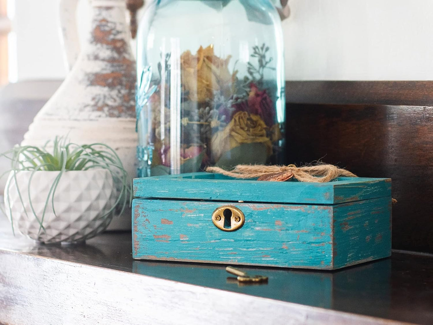 Cottage Garden Lord Bless and Keep You Petite Locket (Distressed Teal Music Box, Plays How Great Thou Art)
