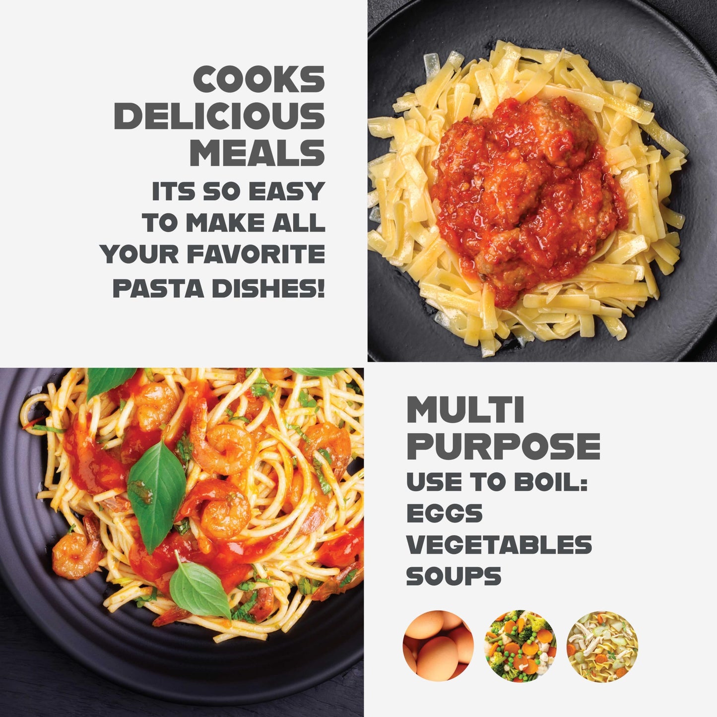 GOTHAM STEEL 5 Qt Nonstick Pasta Pot with Strainer Lid & Twist and Lock Handles, Ceramic Stock Pot with Tempered Glass Lid, Metal Utensil Safe, for Spaghetti Soup & Noodles, Dishwasher Safe, Black