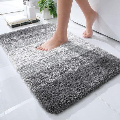 OLANLY Microfiber Bath Rugs - Extra Soft & Absorbent | Quick-Dry 24x16 Grey Bathroom Mat