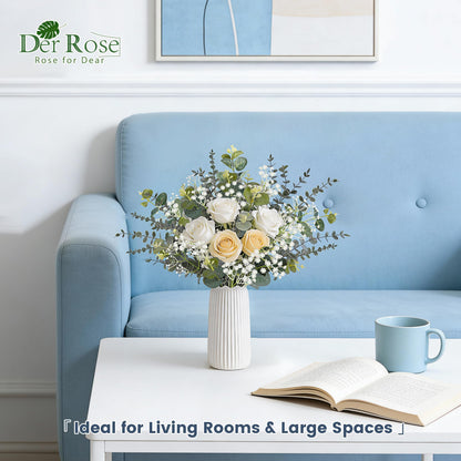 Der Rose 24Pcs Mixed Eucalyptus Stems&Babys Breath Artificial Flowers Bulk, Fake Flowers DIY Kit with Silver Dollar Leaves, Artificial Greenery Stems for Home Table Centerpieces Wedding Bouquets Decor