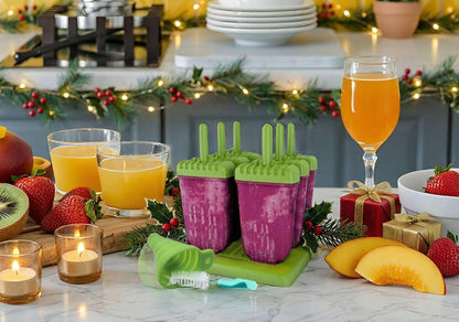 Mamasicles Popsicles Molds with Sticks for Summer Fun 6 Individual Pieces BPA Free Popsicle Holders for Kids Reusable Plastic Ice Pop Mold with Silicone Funnel and Cleaning Brush