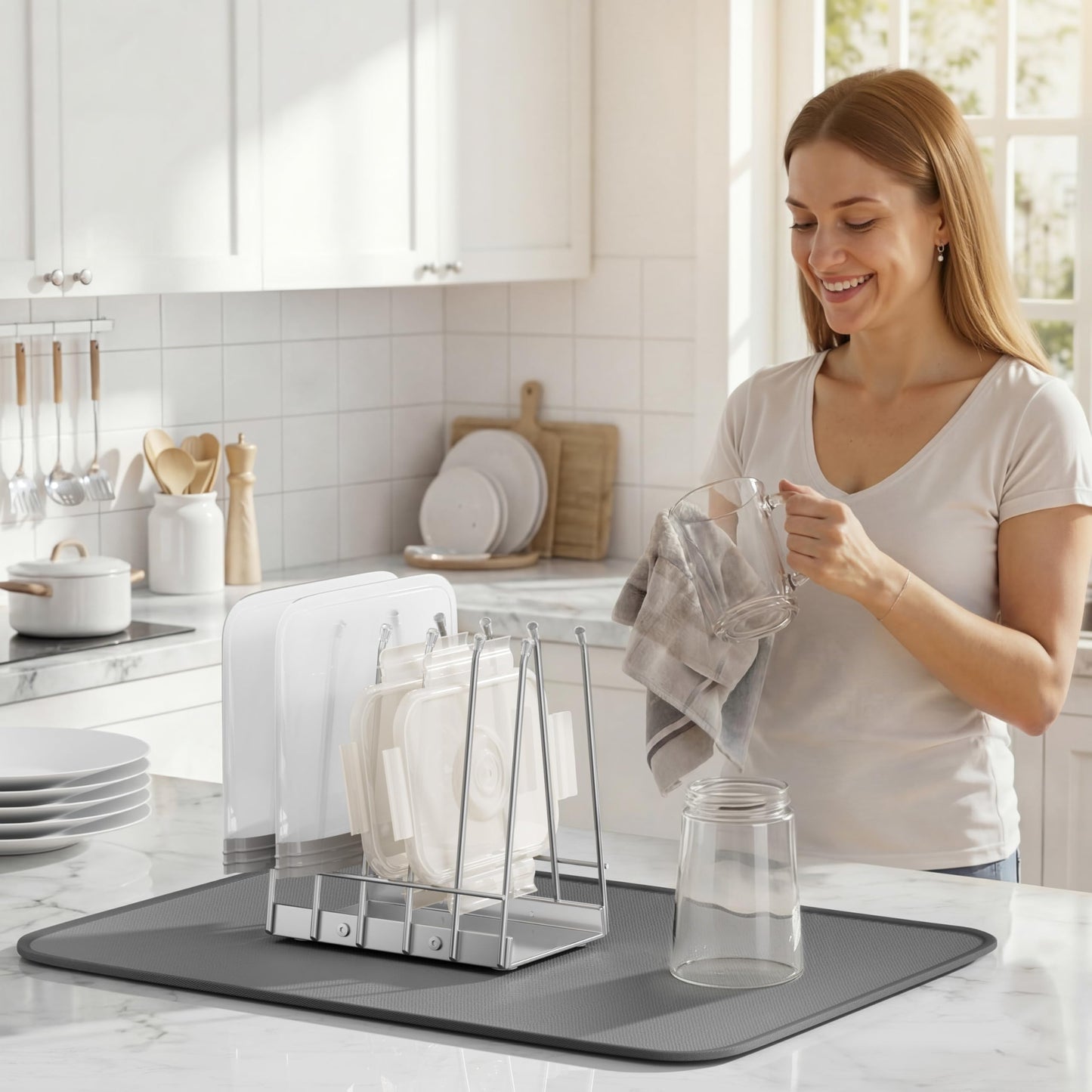 Josmimic Reusable Bags Drying Rack, Plastic Bags Dryer for Ziplock Lerine Silicone Gallon, Snack, Sandwich Storage Bags, Silver