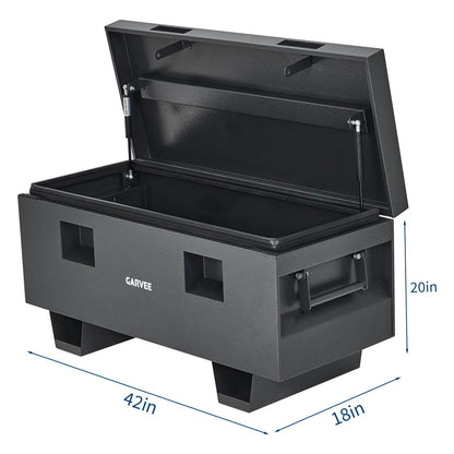 GOCAPTAIN Jobsite Box Truck Bed Tool Box, Heavy Duty Steel Waterproof Tool Organizer Chest Toolbox with Side Handles for Trucks RV Trailer