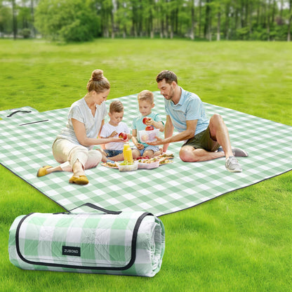 ZUBOND Large Picnic Blanket Outdoor Picnic Mat Waterproof Foldable 80''x80'', Beach Blanket Sandproof for LawnPark, Grass, Travel, Hiking, Camping Essentials, Vintage Gingham Picnic Blanket